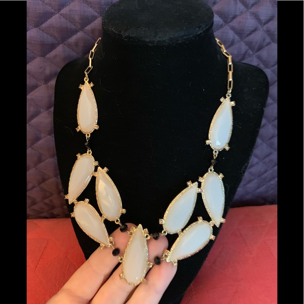 New INC Goldtone White Teardrop Pendants Necklace